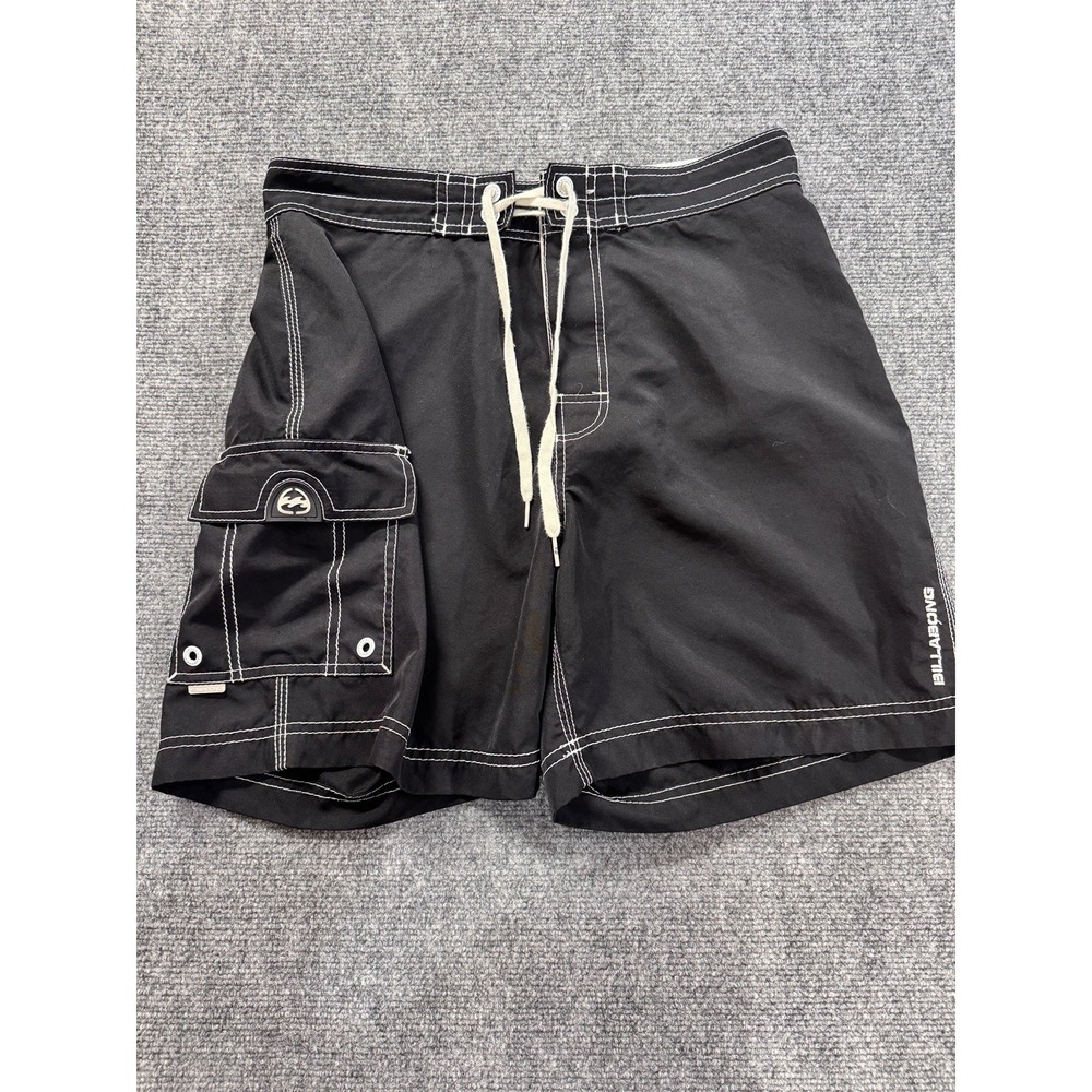 Billabong Board Shorts Mens 32 Black Y2K Surf Swim Trunks Cargo Pocket Spellout